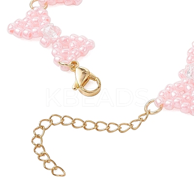 3Pcs 3 Colors Glass Seed Beads Bowknot Link Bracelets for Women BJEW-MZ00220-1