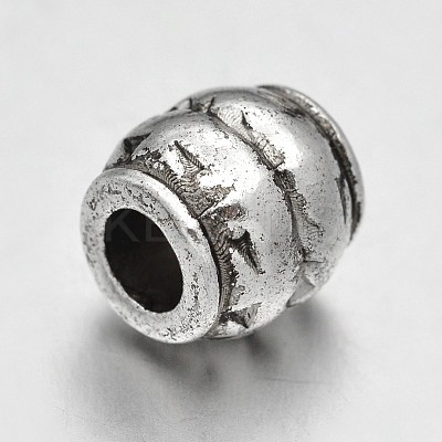 Tibetan Style Large Hole Barrel European Beads TIBEB-X0045-RS-1