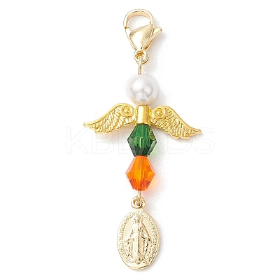 Angel Acrylic & Shell Pearls Pendant Decorations HJEW-JM02459-1