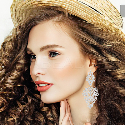 4 Pairs 4 Colors Alloy Dangle Stud Earrings for Women EJEW-AN0003-92-1
