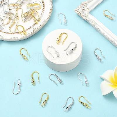 40Pcs 4 Colors Brass Micro Pave Clear Cubic Zirconia Hoop Earring Findings KK-CP0001-10-1