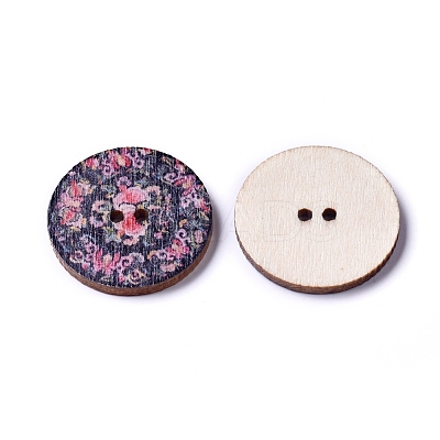 Printed Poplar Wood Buttons WOOD-D021-01C-1