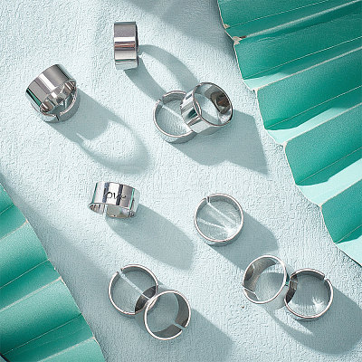 20Pcs Stainless Steel Plain Band Open Cuff Ring for Women RJEW-UN0002-66-1