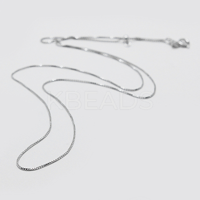 Anti-Tarnish Rhodium Plated 925 Sterling Silver Box Chain Necklaces STER-F039-40cm-13P-1