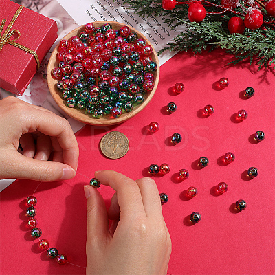 200Pcs 2 Colors Christmas Theme Transparent Acrylic Beads MACR-SP0001-16-1