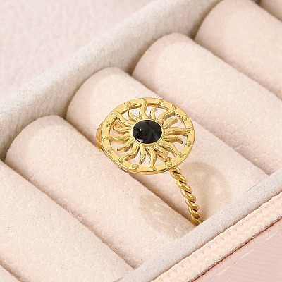 304 Stainless Steel Enamel Cuff Rings for Women LS-RJEW-G338-01G-02-1