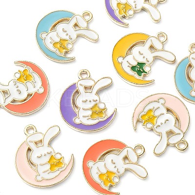 10Pcs 5 Colors Alloy Enamel Pendants ENAM-YW0002-72-1