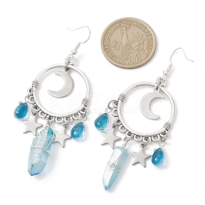 Natural Quartz Crystal Irregular Bullet Earrings EJEW-TA00400-1