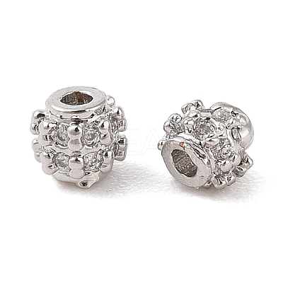 Brass Micro Pave Clear Cubic Zirconia Spacer Beads KK-N256-12P-1
