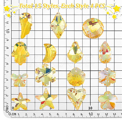 60Pcs 15 Colors UV Plating Glass Pendants GLAA-PH0003-89-1