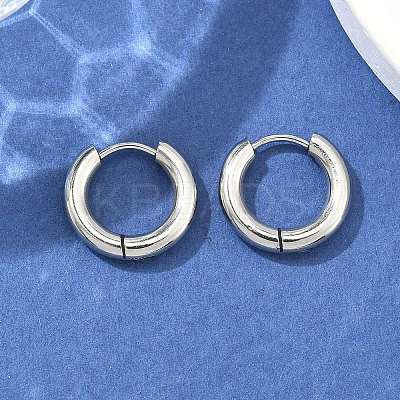 Tarnish Resistant 304 Stainless Steel Huggie Hoop Earrings EJEW-F111-16mm-P-1