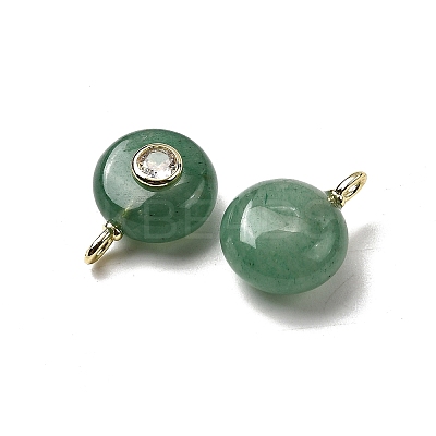 Natural Green Aventurine Flat Round Pendants G-H318-01G-A-01-1