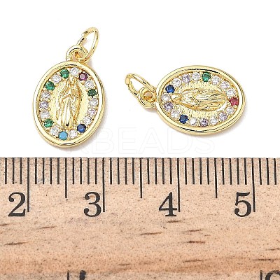 Holy Virgin Theme Brass Cubic Zirconia Charms KK-L253-32G-05-1