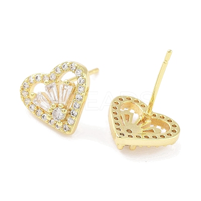 Brass Micro Pave Clear Cubic Zirconia Studs Earring for Women EJEW-S217-A08-1