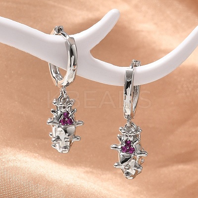 Brass Cubic Zirconia Hoop Earrings EJEW-Q015-01P-1