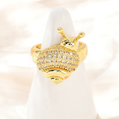 Brass Micro Pave Clear Cubic Zirconia Cuff Rings RJEW-P155-02G-1