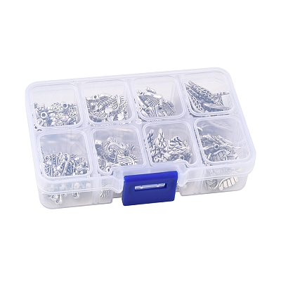 140Pcs 8 Styles Tibetan Style Alloy Beads TIBEB-FS0001-18-1