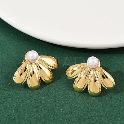 304 Stainless Steel ABS Plastic Pearl Stud Earrings STAS-D368-01D-G-1