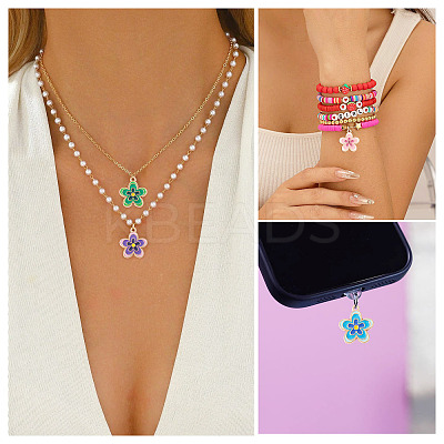 40Pcs 5 Colors Alloy Enamel Pendants ENAM-TA0003-45-1