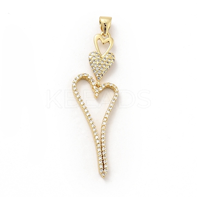 Rack Plating Brass Micro Pave Cubic Zirconia Pendants ZIRC-F129-38G-1