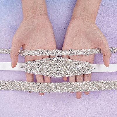 3Pcs 3 Style Crystal Rhinestone Wedding Bridal Belt AJEW-CP0001-67-1