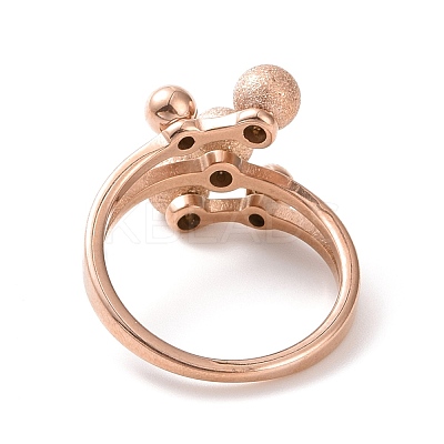 Ion Plating(IP) 304 Stainless Steel Round Ball Finger Ring for Women RJEW-D120-13RG-1