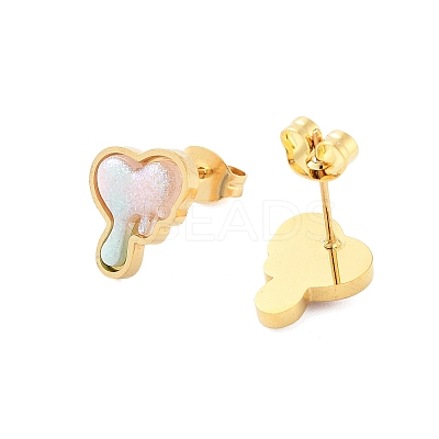 Ion Plating(IP) 3Pairs 3 Styles 304 Stainless Steel Heart Earrings EJEW-A114-07G-1