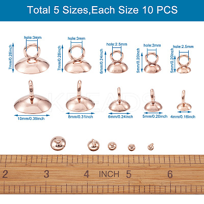 50Pcs 5 Style 304 Stainless Steel Bead Cap Pendant Bails STAS-CD0001-16-1