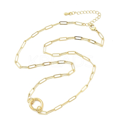 Brass Ring Link Paperclip Chain Necklaces NJEW-A042-05G-1