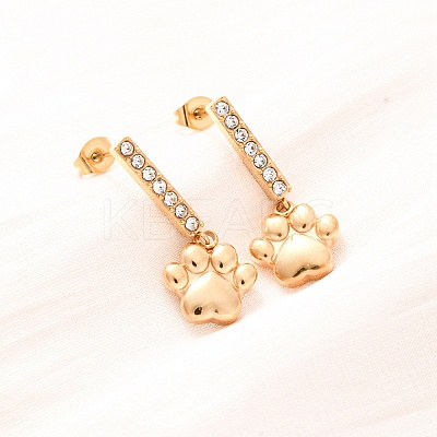 304 Stainless Steel Dangle Stud Earrings EJEW-C148-02G-1