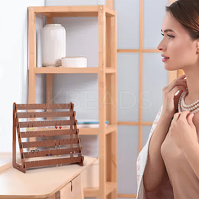 7-Tier Trapezoid Wood Earrings Organizer Holder Displays RDIS-WH0015-05-1