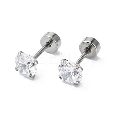 304 Stainless Steel Crystal Rhinestone Ear False Plugs STAS-C089-04C-P-1