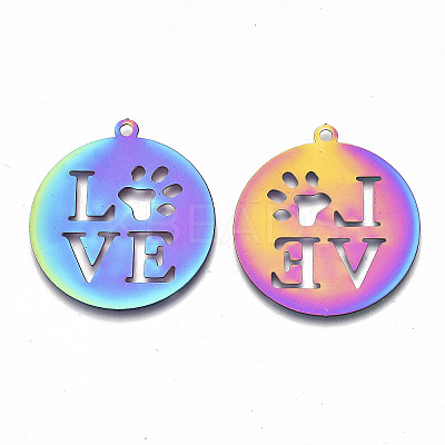 Ion Plating(IP) 201 Stainless Steel Pet Pendants LS-STAS-R114-005-1