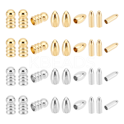 36Pcs 6 Style 201 & 304 Stainless Steel Cord End STAS-UN0052-71-1