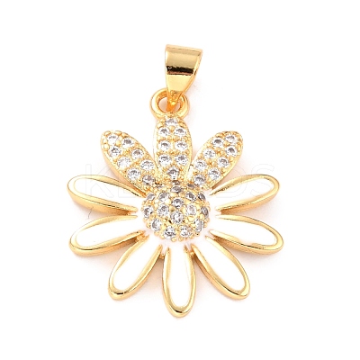 Real 18K Gold Plated Brass Micro Pave Cubic Zirconia Pendants ZIRC-L100-087G-01-1