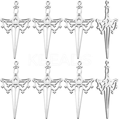 12Pcs 201 Stainless Steel Pendant STAS-BBC0005-37-1