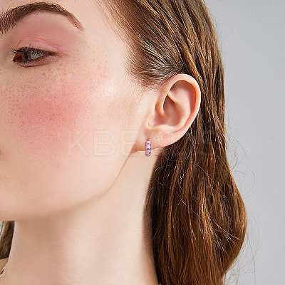 Enamel Striped Thick Hoop Earrings JE1110G-1