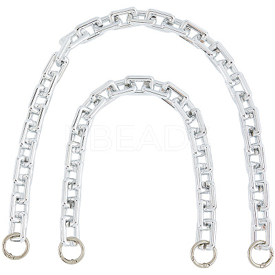 2Pcs 2 Styles CCB Plastic Rectangle Link Purse Chains FIND-HS0002-14P-1