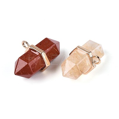 Natural & Synthetic Mixed Stone Double Terminal Pointed Pendants G-N345-09-1