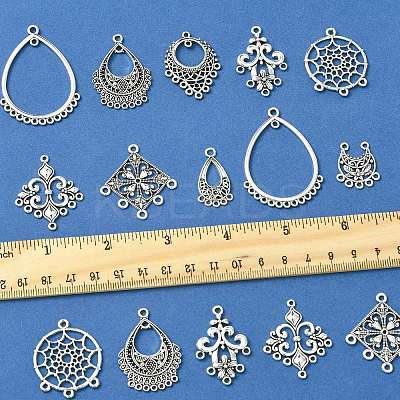 36Pcs 9 Styles Tibetan Style Alloy Chandelier Components Links TIBE-FS0003-24-1
