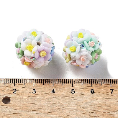 Luminous Polymer Clay Rhinestone Flower Beads RESI-C048-01C-1