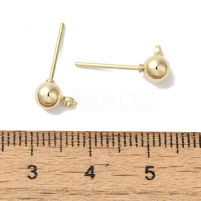 Brass Studs Earrings Finding KK-K383-03B-G-1