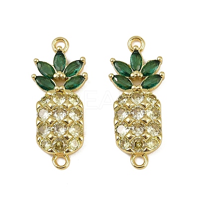 Brass Pave Clear and Green Cubic Zirconia Pineapple Links KK-I358-030G-1