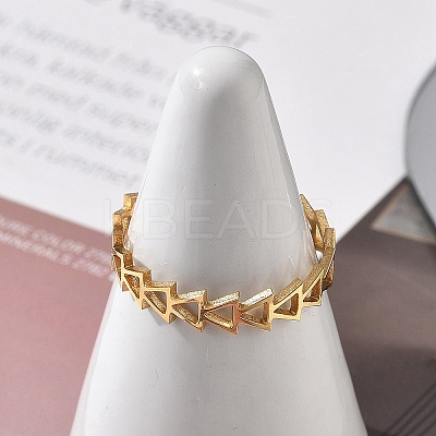 Triangle 304 Stainless Steel Open Cuff Ring for Women RJEW-M049-01G-04-1
