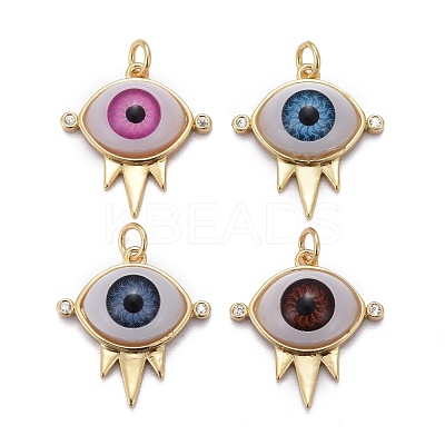 Brass Micro Pave Clear Cubic Zirconia Pendants ZIRC-Z011-34-1