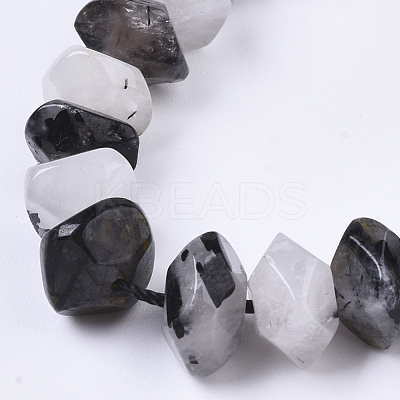 Natural Black Rutilated Quartz Beads Strands G-R462-11-1