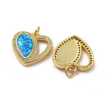 Valentine's Day Brass Micro Pave Cubic Zirconia with Synthetic Opal Pendants KK-D096-02E-G-1