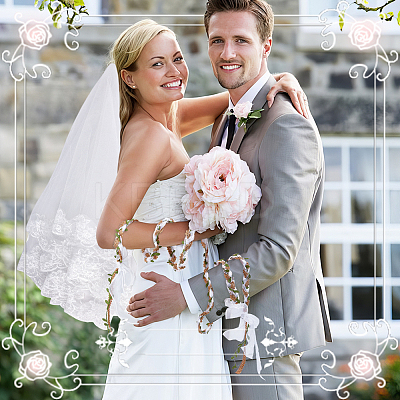 Polyester Wedding Lasso Chain & Flower Organza Bride Main Wedding Veil Headdress Sets HJEW-OC00101-1