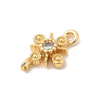 Brass Pave Clear Cubic Zirconia Snowflake Connector Charms KK-P340-61G-1