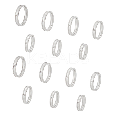 14Pcs 7 Size Crystal Rhinestone Grooved Finger Ring RJEW-UN0002-55P-1